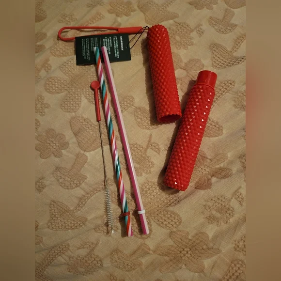 Starbucks Red Reusable Straw Set - Picture 2 of 2